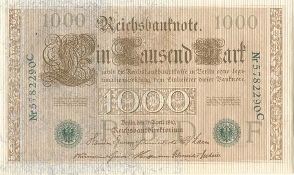 Germany - 1000 Mark - P-45b - 1910 dated Foreign Paper Money